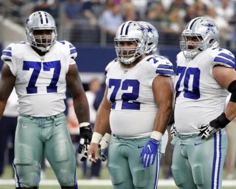Tyron Smith, Zack Martin, Travis Frederick, offensive line