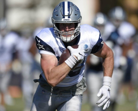 Blake Jarwin a Participant in Team Drills as Cowboys Training Camp Opens