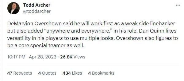 Could DeMarvion Overshown be this team's rookie version of Darren Woodson? 2