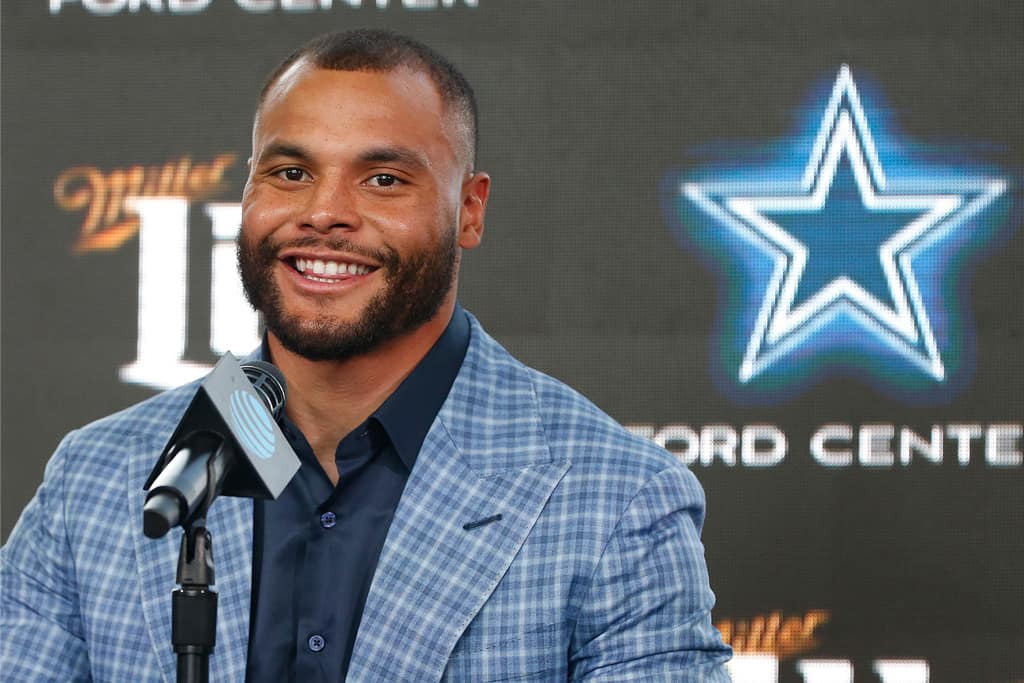 Dak Prescott talks walking boot and new contract with media