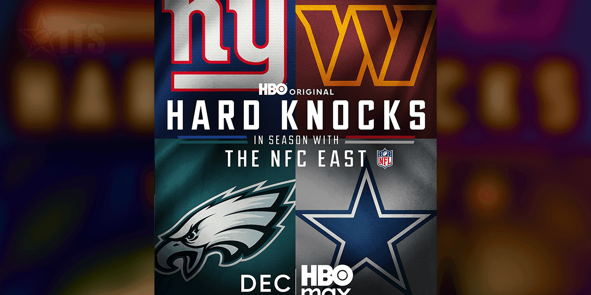 Inside The Star logo promotional poster for HBO's Hard Knocks featuring the NFC East teams, including the Dallas Cowboys and Philadelphia Eagles, highlighting NFL season coverage.