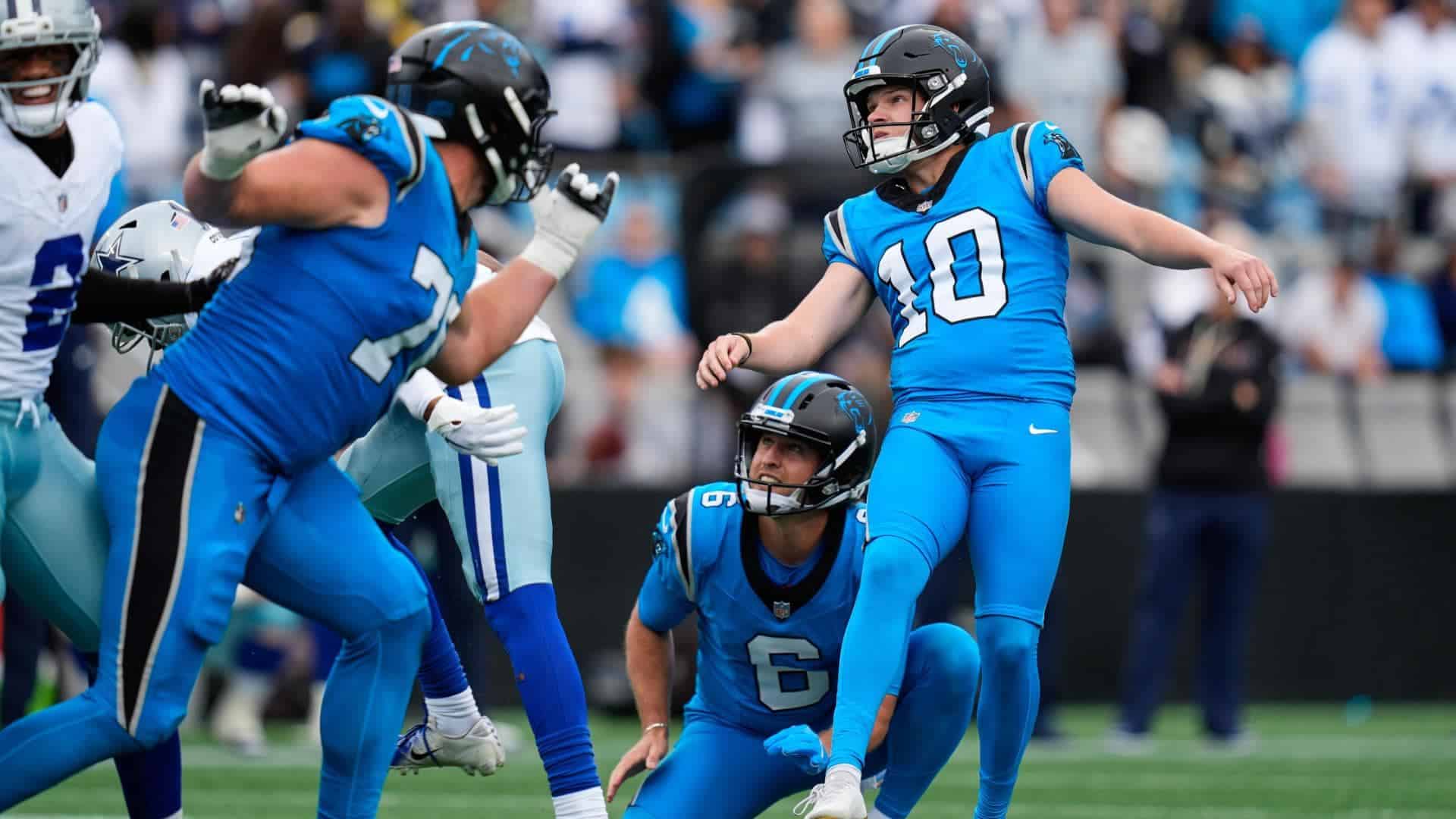 Vibrant image of football players from the Detroit Lions celebrating on the field during an NFL game, showcasing team spirit and athleticism; fans and stadium are visible in the background.